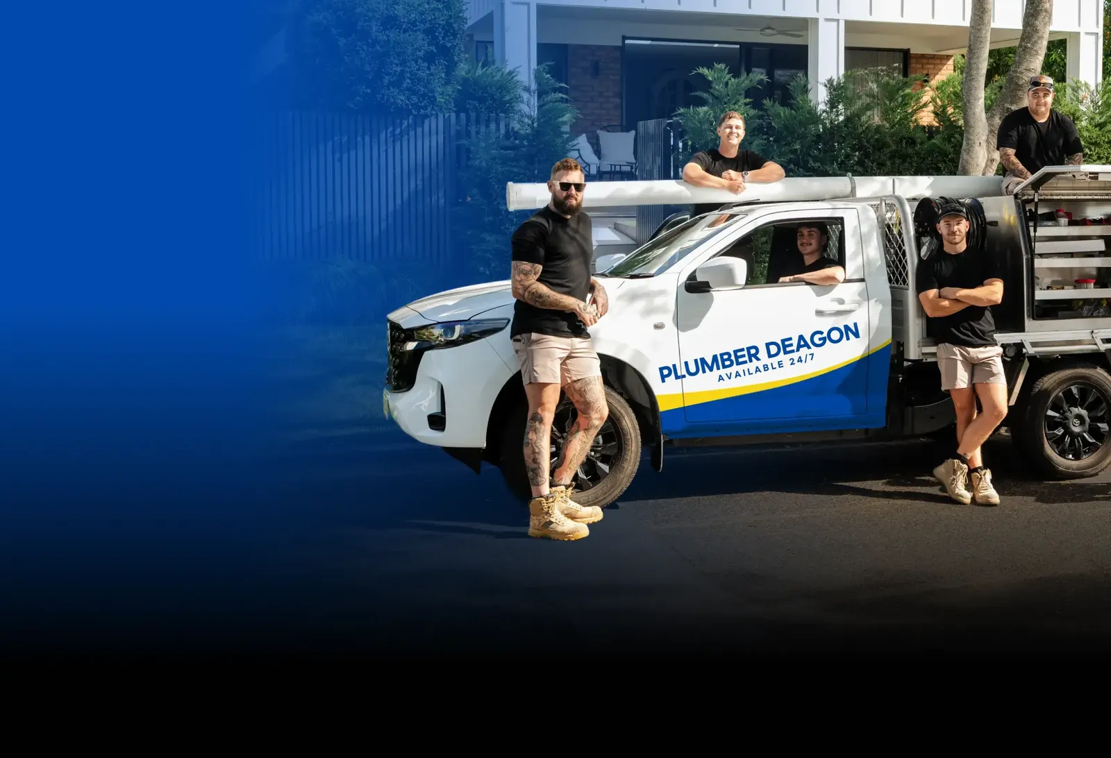 Plumber Deagon team with the ute